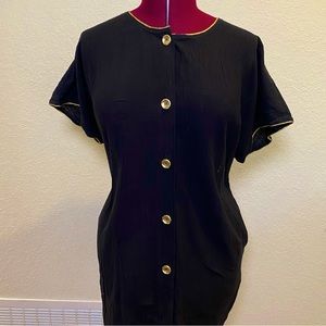 Wear Abouts | Vintage Black Button Up Blouse with Gold Bottons ⚜️✨